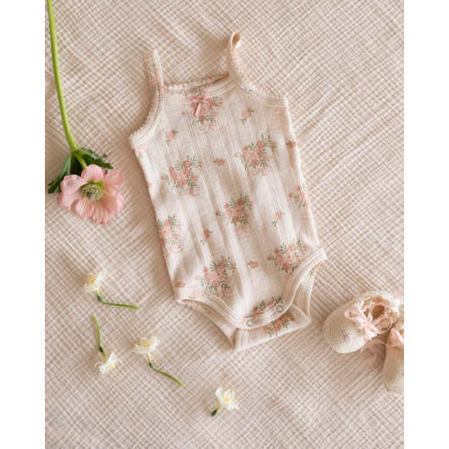 Pointelle Strap Onesie in Parfait Pink