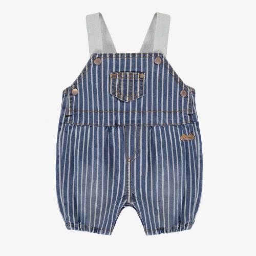 Salopette bleue et blanche en denim à rayures, naissance - Souris Mini