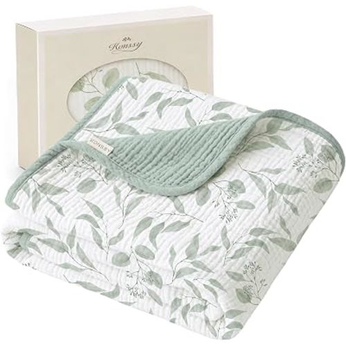 Konssy 100% Cotton Muslin Baby Blanket for Girls Boys, 40"x36"