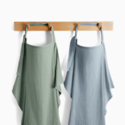 Comfy Cubs Muslin Nursing Cover with Adjustable Neck Strap (2 Pack) - Fern And Pacific Blue, 2