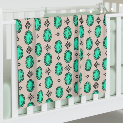 Turquoise Jewels Western Baby Swaddle Blanket, Little Cowboy, Little Cowgirl, Ranch Kid, Rodeo Kid