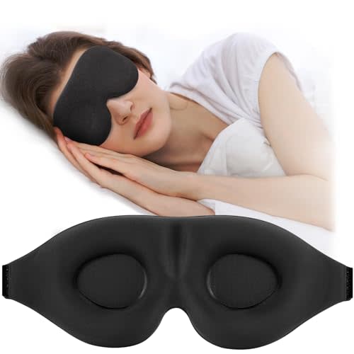 ZGGCD Sleep Mask for Side Sleeper, Light Blocking Sleeping Eye Mask for Women Men, 3D Contoured Cup Night Blindfold, Luxury Eye Cover Eyeshade with Adjustable Strap for Travel, Nap, Black