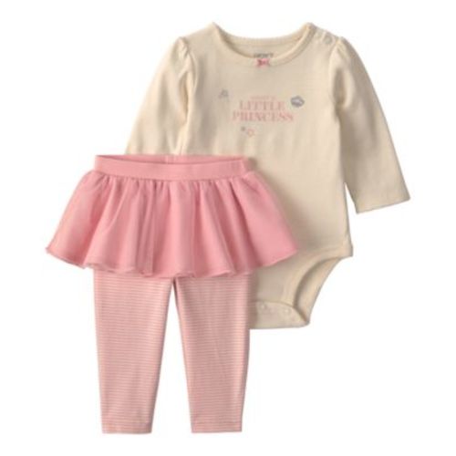 Baby Girls' Daddy's Little Princess Long-Sleeve Bodysuit and Tulle Pants, 2-Piece Set