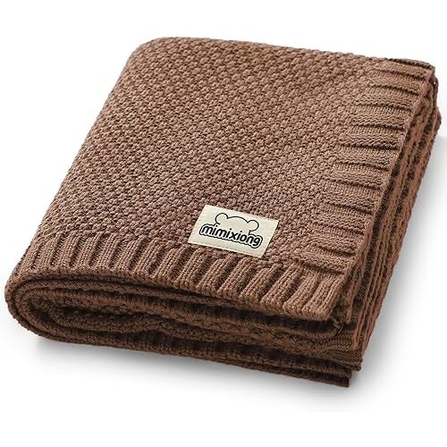 mimixiong Baby Blanket Knit Toddler Blankets for Boys and Girls Beige 40 x30 Inch