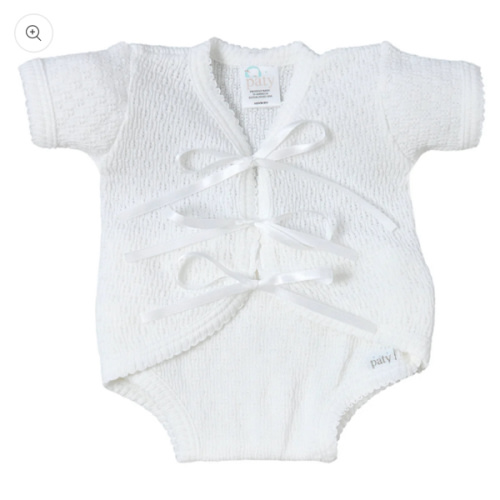 Paty Knit Ribbon Tie Onesie- White Trim