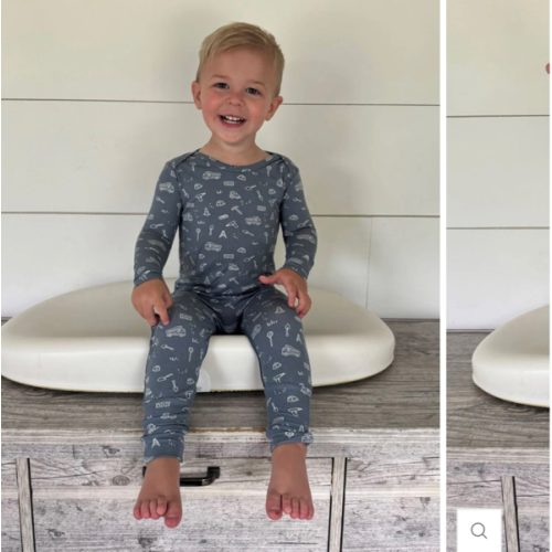 Construction Dark Blue Convertible Footie Pajamas | günamüna