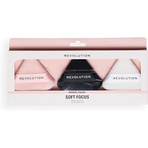 Revolution, Soft Focus Powder Puff Trio, 3 Face-Setting Tools for Applying Loose or Pressed Powder, Vegan & Cruelty-Free