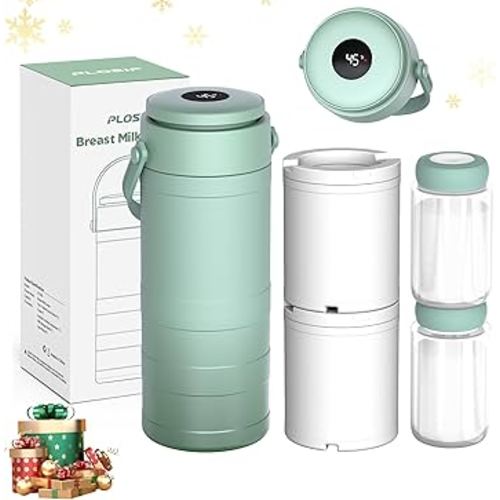 Portable Breast Milk Cooler for Outdoors, 360° All-Round Cooling Keeps Milk Fresh for 24 Hours, 22oz Large Capacity Breastmilk Chiller with 2pcs BPA-Free Bottle for Breastmilk Storage