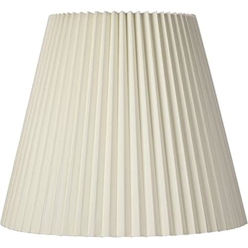 10" Top x 17" Bottom x 14 1/2" High x 14 3/4" Slant Lamp Shade Replacement Large Ivory White Bell Round Traditional Pleated Spider Harp Finial - Springcrest