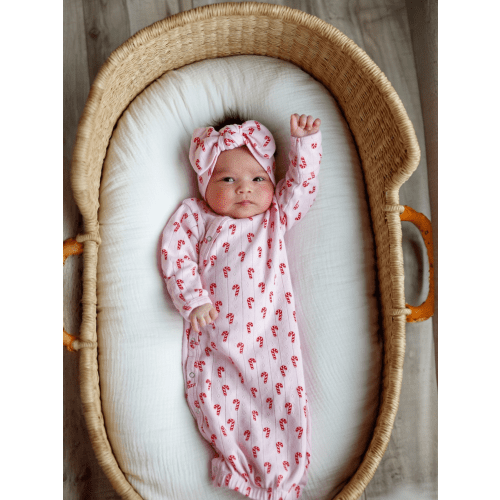 Pink Candy Cane / Organic Pointelle Gown
