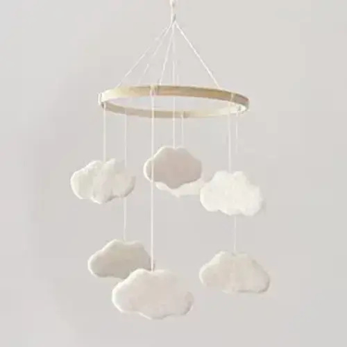 Baby Mobile for Crib - Boho Crib Mobile - Felt Cloud Mobile - Gender Neutral Baby Mobile - Boho Nursery Decor - Crib Mobile for Girls, Boys - Mobile for Bassinet, Pack N Play - Cloud