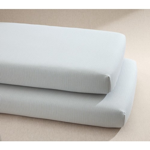 Oxford Stripe Organic Cotton Crib Fitted Sheet