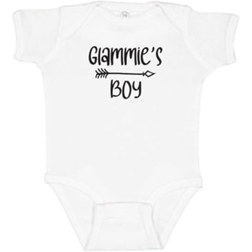 Glammie's Boy Customizable Colored Baby Bodysuit, Baby Shower Present, Infant Gender Reveal Gift, New Grandson Clothes (18M, Short Sleeve, White)