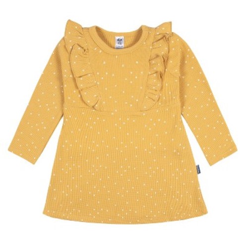 Gerber Baby and Toddler Girls' Dress With Ruffle, Color: Golden dots, Size: 18 months