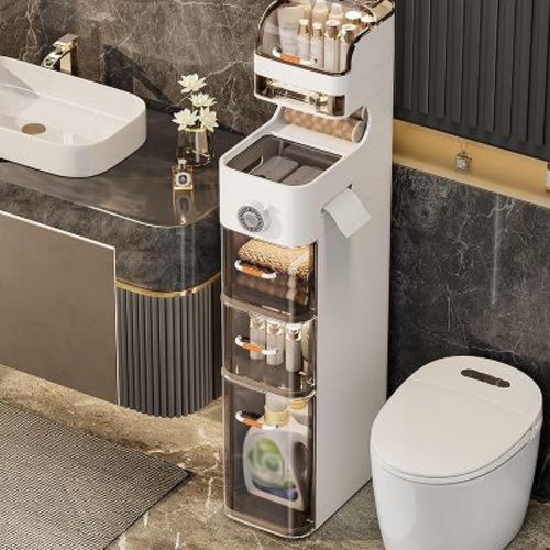 Ultra-Slim Bathroom Storage Cabinet - Narrow Wheeled Organizer for Laundry/Kitchen/Office, Ready-to-Use