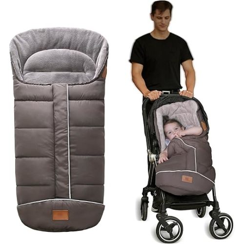 LAT Baby Warm Bunting Bag Universal,Stroller Sleeping Bag Cold Weather,Waterproof Toddler Footmuff(Basic,Grey)