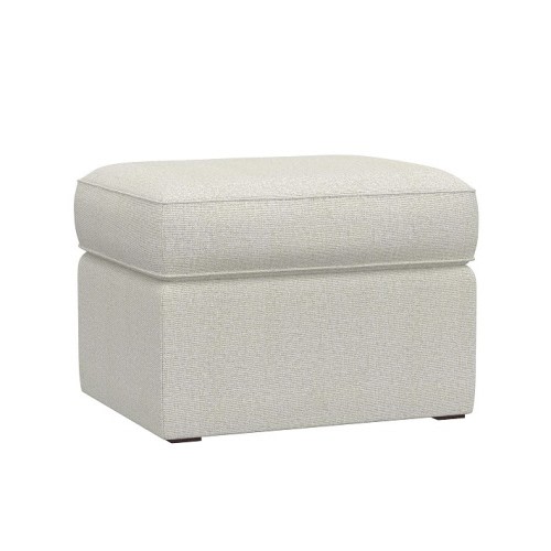 Comfort Upholstered Ottoman, Performance Heathered Basketweave, Dove
