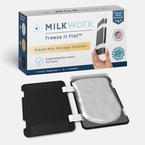 Freeze It Flat Breastmilk Freezer Storage System - Space-Saving Organizer for Breast Milk Storage Bags - Freezer Organization Made in USA (Black, Double 1-pk)