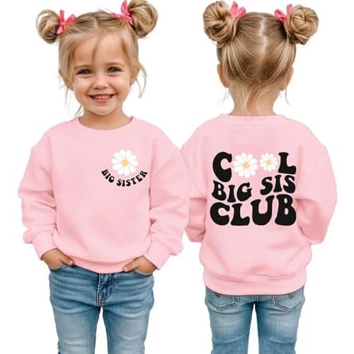 Big Sister Sweatshirt Toddler Girl Cool Big Sis Club Shirt Baby Announcement Pullover Crewneck Clothes