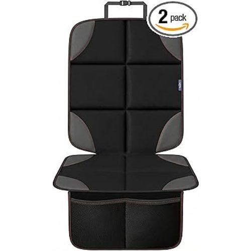 Car Seat Protector for Child Car Seat/Pets,Waterproof Non-Slip 600D Polyester Seat Protector Under Baby Seat, Car Seat Cover with Storage Pockets–Durable Easy to Clean-Universal Size