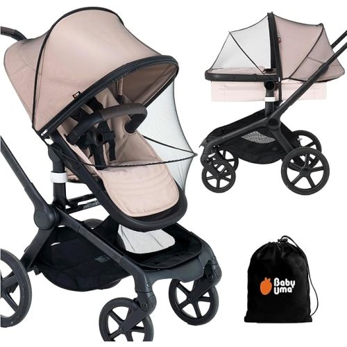 Baby Uma Baby Mosquito Net for Stroller - Universal Stroller Mosquito Net Cover, Breathable & Tear-Resistant 3D Mesh Insect Netting with Zip-up Window (+ Travel Bag)