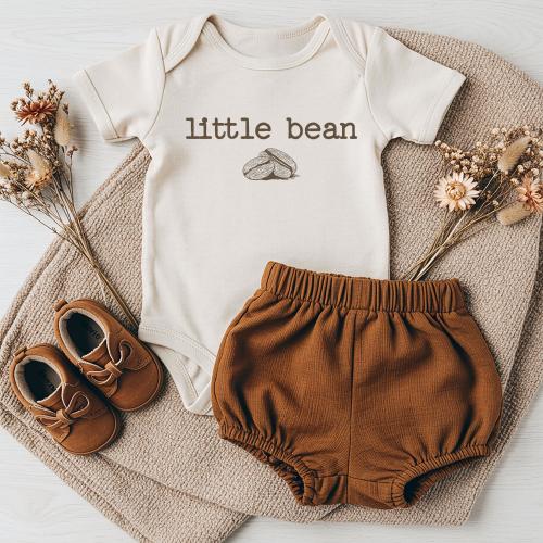 Little Bean Onesie, Cute Coffee Bean Baby Bodysuit, Pregnancy Announcement Baby Outfit, Newborn Shower Gift, Natural Baby Clothes