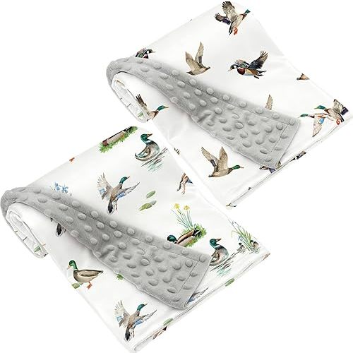 2 Pack Mallard Duck Baby Blanket (30"X40") for Baby Boys or Girls Soft Breathable Gender Neutral Double Layer Blankets with Dotted Backing and Ducks Printed (Duck 2)