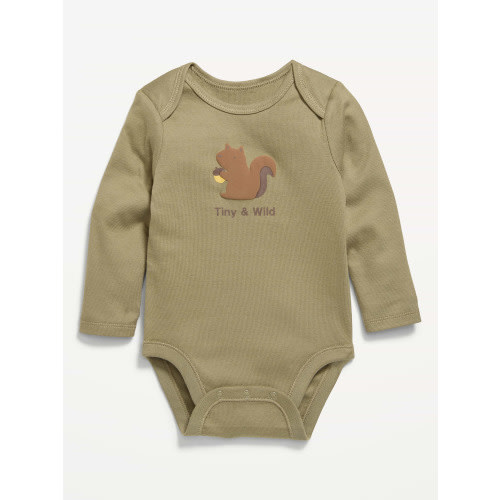 Printed Long-Sleeve Ruffled Ribbed Bodysuit for Baby