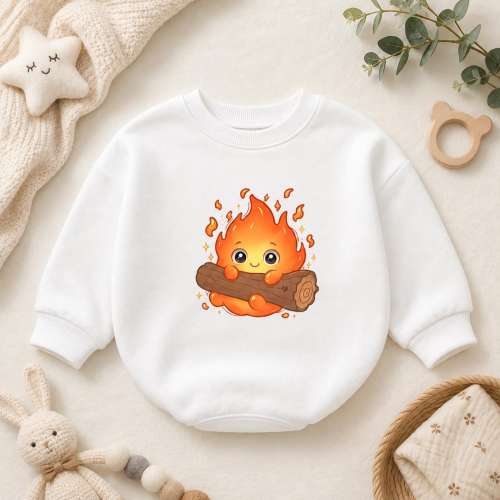 Howl's Fire Demon Baby Romper, Cute Fire Spirit Baby Bodysuit, Anime Inspired Newborn Outfit, Halloween Baby Gift, Baby Shower