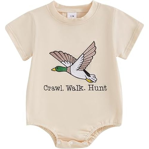Chloefairy Duck Hunting Baby Clothes Boy Mallard Duck Bubble Romper Short Sleeve T Shirt Bodysuit One Piece Summer Outfit