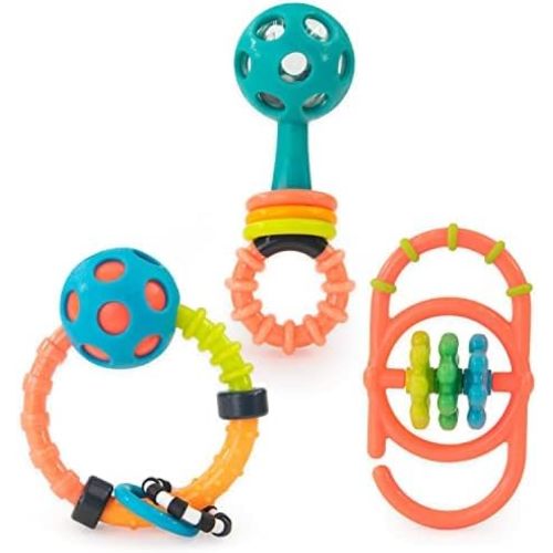 Sassy My First Rattles Newborn Gift Set with 3 Soft and Flexible Rattles, Ages 0+ Months