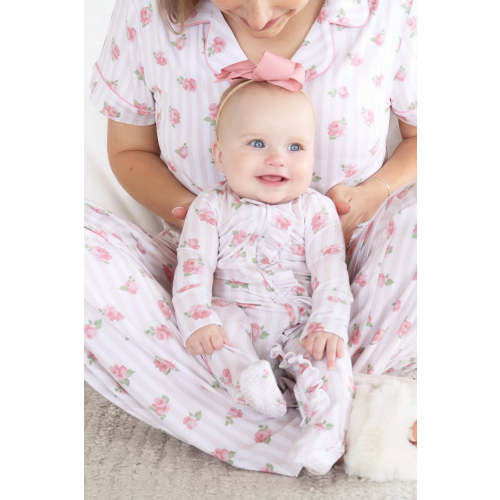 Rosy & Cozy Ruffle Zipper Footie Caden Lane
