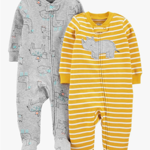 Simple Joys by Carter's Baby Boys' 2-Way Zip Thermal Footed Sleep and Play, Pack of 2
