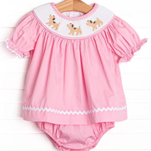 Sunday Stroll Smocked Diaper Set, Pink – Stitchy Fish