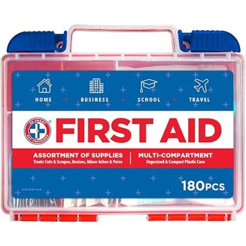 Be Smart Get Prepared 180 Pc First Aid Kit Home, Car, Office, Outdoor, FSA