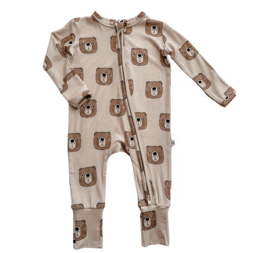 Zipper Romper - Brown Bear