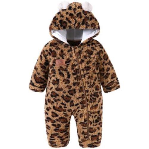 Redair Baby Winter Clothes Baby Onesie Plush Hooded Newborn Outfit Infant Costume for Newborn Boys Girls 0-18 Months
