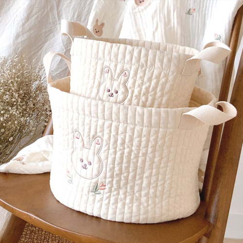 Cheers US Cotton Basket Baby Laundry Blanket Basket Toy Basket with Handle Storage Comforter Cushions Baby Laundry Basket Blanket Basket Nursery Bin