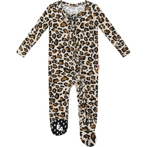 Bamboo Viscose Baby Girls Footie Pajamas Newborn Sleepers | 2-Way Zipper Footies, Ruffled Trim, Long Sleeve Footed Pjs, Soft Baby Clothes Infant Outfits, Skin-Friendly