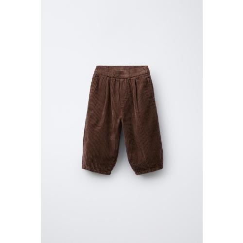 THICK CORDUROY BALLOON PANTS - Brown | ZARA United States