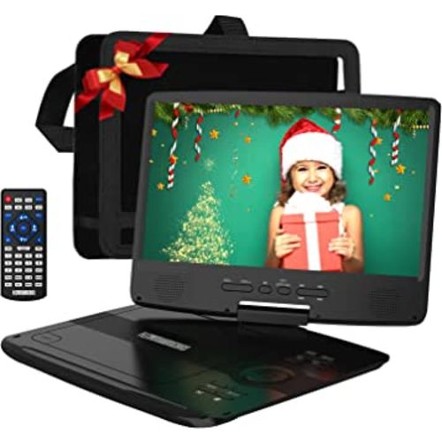 12" Portable DVD Player with 5-Hour Rechargeable Battery, 10.1" HD Swivel Display Screen, Support CD/DVD/SD Card/USB, Car Headrest Case, Car Charger, Last Memory Valentines