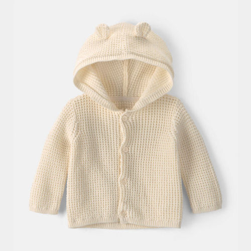 Baby Bear Ears Hooded Sweater - Ivory | Carter’s Oshkosh Canada