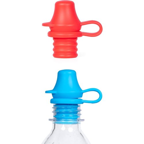 Kiddikap Original Water Bottle Topper for Toddlers – 100% Silicone Sippy Top Spout with Protective Cap makes the Bottle Top a Spill Proof Lid for Kids and Adults - 2 Pack - Original