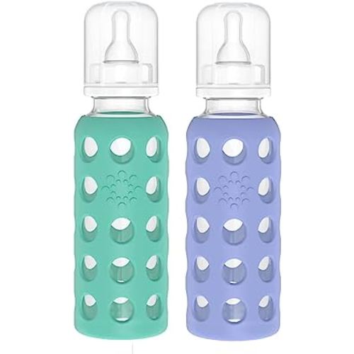 Lifefactory 9oz Glass Baby Bottle 2pk (Kale/Blueberry)