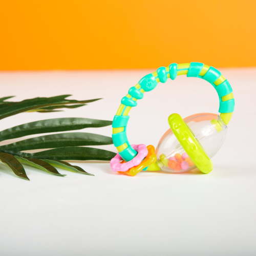 Bright Starts Baby Rattle and Teether Toy, Spin and Shake for Infants 3 Months+