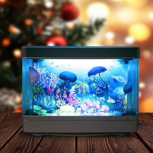 Artificial Tropical Fish Decorative Moving Aquarium Lamp - Virtual Ocean Motion, Kids Fake Fish Tank, Baby Aquarium Toy - Relaxing Mini Crib Aquarium Night Light for Bedroom and Office