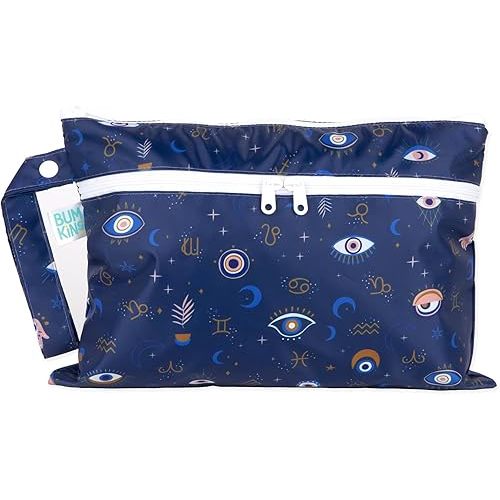 Bumkins Waterproof Wet Dry Clutch Bag for Baby, Travel, Swim Suit, Cloth Diapers, Pump Parts, Pool, Gym Clothes, Toiletry, Hook to Stroller, Pack for Daycare, Zip Bag, Packing Pouch, Evil Eye