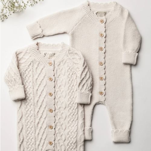Organic Cotton Twin Pack Baby Romper Bundle - Oat