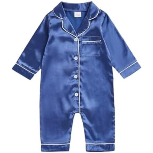 FULA-bao Newborn Baby Girl Christmas Silk Pajamas Feather Trim Long Sleeve Button Up Candy Cane Santa Bow Satin Pjs