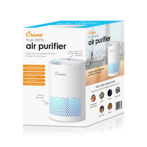 True HEPA Air Purifier For Nursery, Up To 150 Sq. Ft., With Aroma Tray, Night Light - Crane Baby